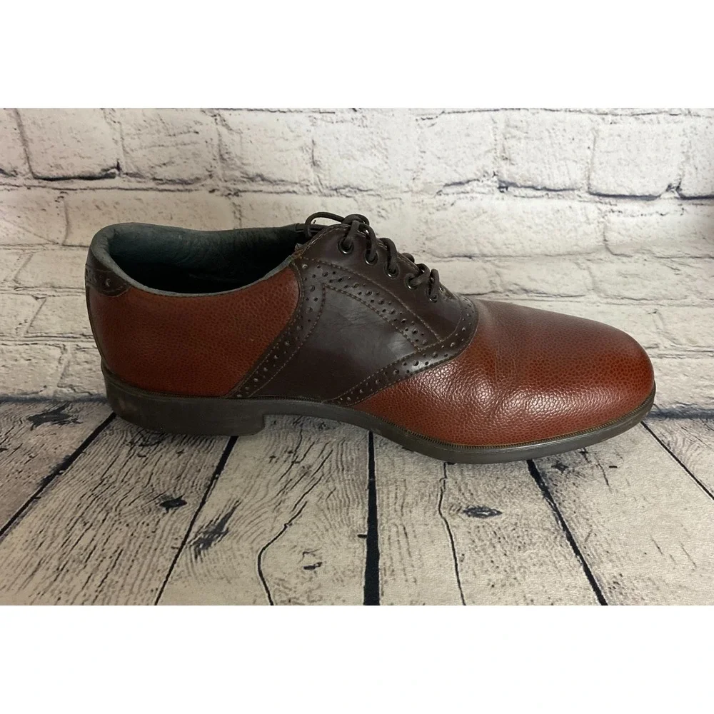 Vintage Dexter Saddle Shoes Mens 9.5M Brown‎ Two-Tone Leather Golf Oxfords USA